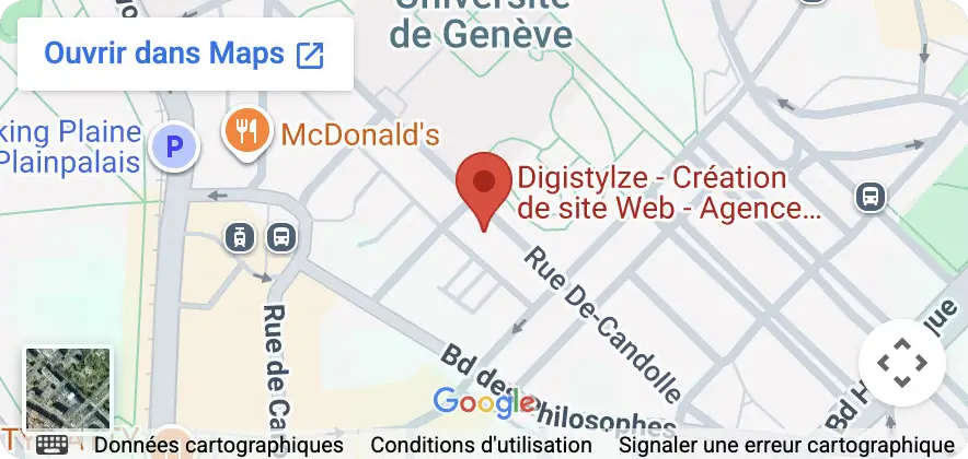 Plan d'accès : Digistylze, Rue De-Candolle 20, 1205 Genève
